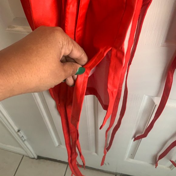 Red Faux Leather String Pants - Picture 3 of 5